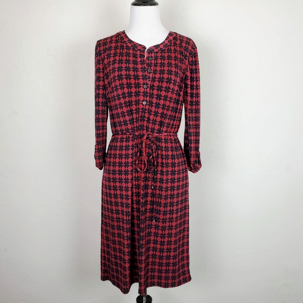 41 Hawthorn Dress Geometric Dark Academia Red Black Western Boho Geo Pattern